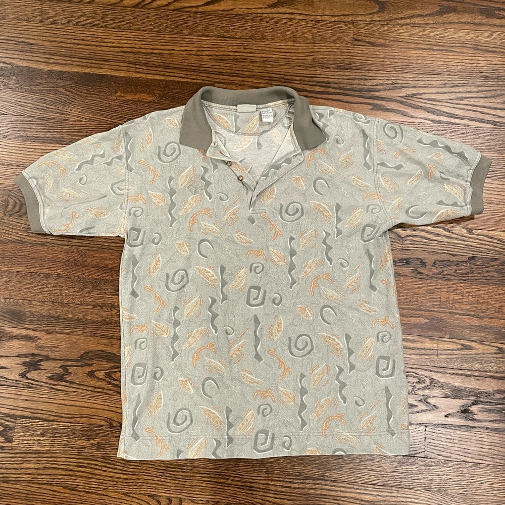 Vintage 80s 90s Bugle Boy Men’s Short Sleeved Collared Shirt Size L